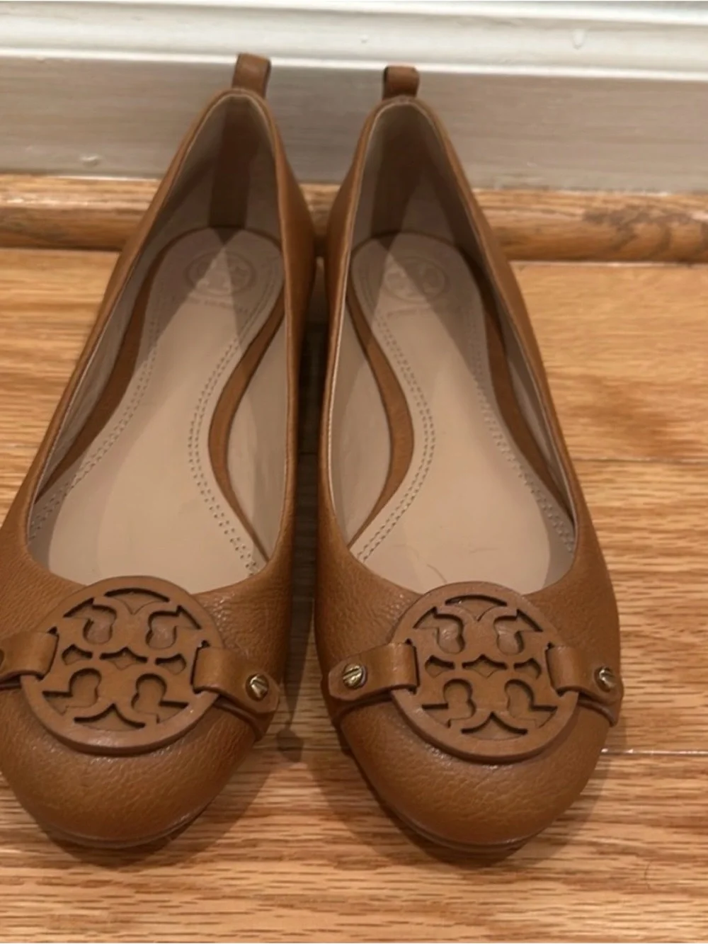 Tory Burch Leather Logo Ballet Flats